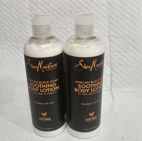 2 Shea Moisture African Black Soap Soothing Body Lotion 13 Fl. Oz. Oats Aloe - Picture 1 of 3